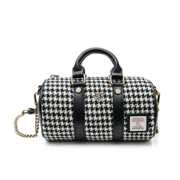 Islander Mini Duffel Bag: Black and White Dogtooth