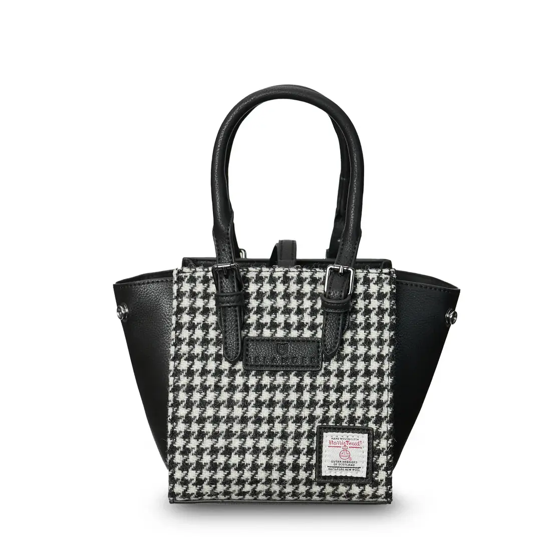 Islander Mini Caillie Tote: Black and White Dogtooth