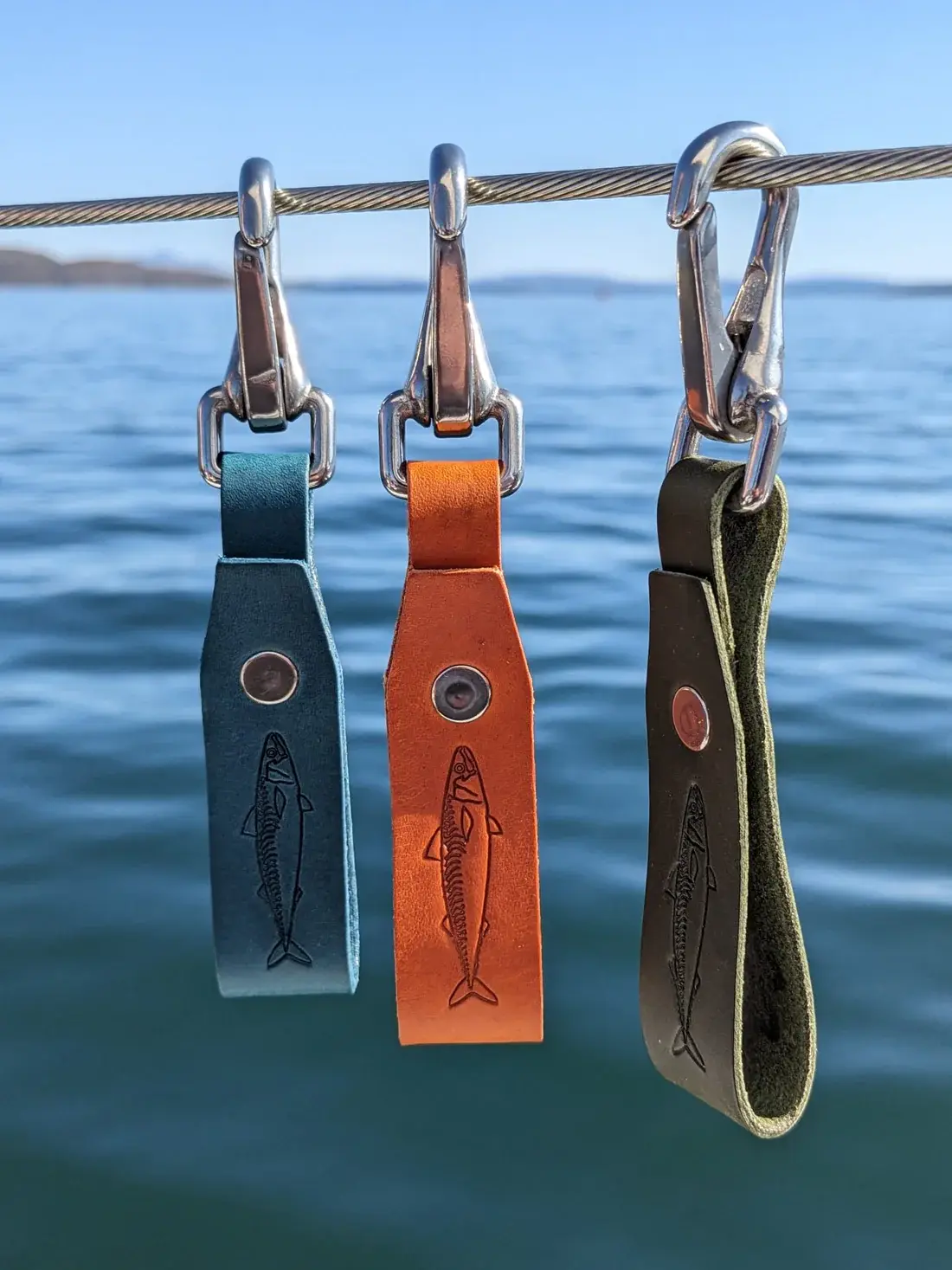 J Boult FishMhor Leather Key Fob