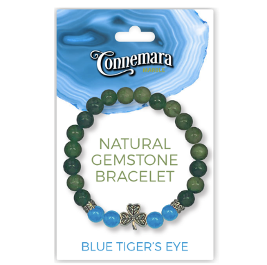 JC Walsh Connemara Marble Stretch Bracelet with Blue Tiger's Eye