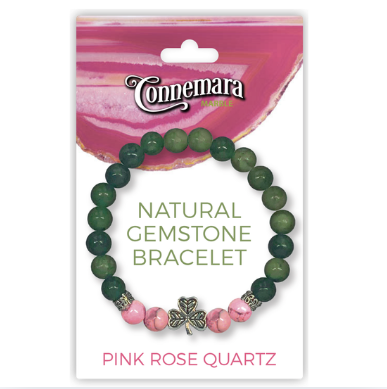 JC Walsh Connemara Marble Stretch Bracelet with Rose Quartz