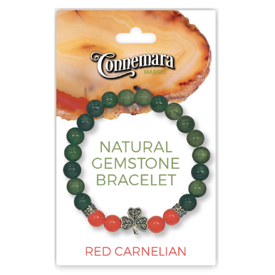 JC Walsh Connemara Marble Stretch Bracelet with Red Carnelian