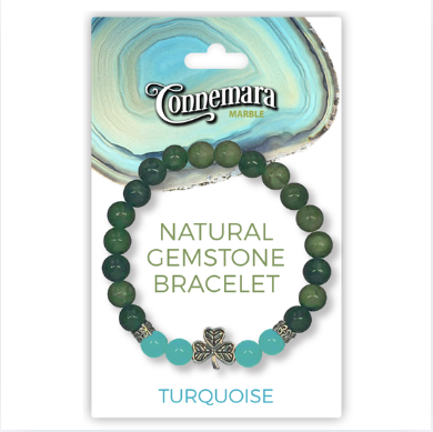 JC Walsh Connemara Marble Stretch Bracelet with Turquoise