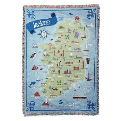 Loominations Map of Ireland Throw Blanket