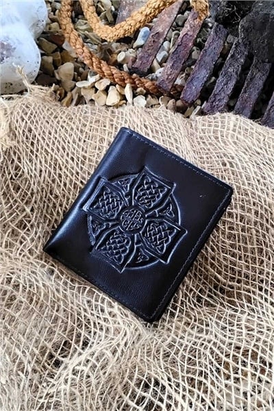 Lee River Celtic Cross Leather Wallet
