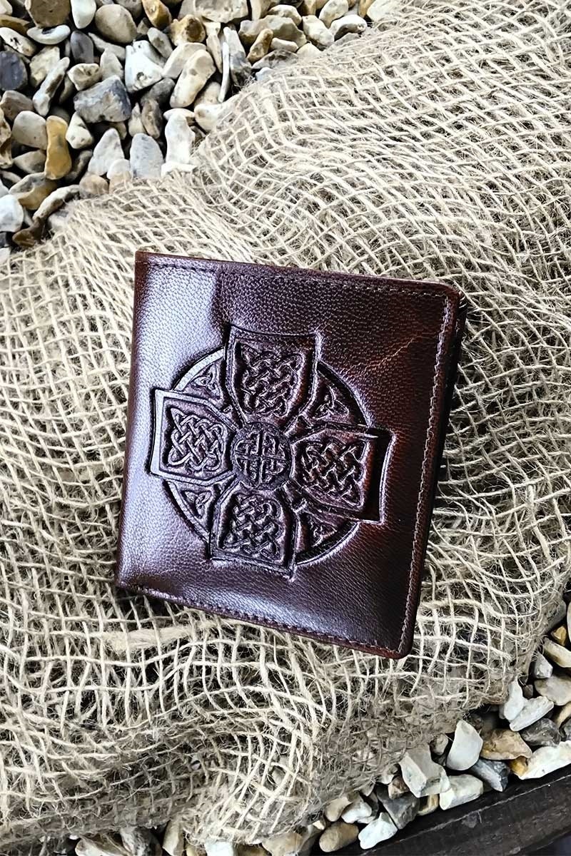 Lee River Celtic Cross Leather Wallet