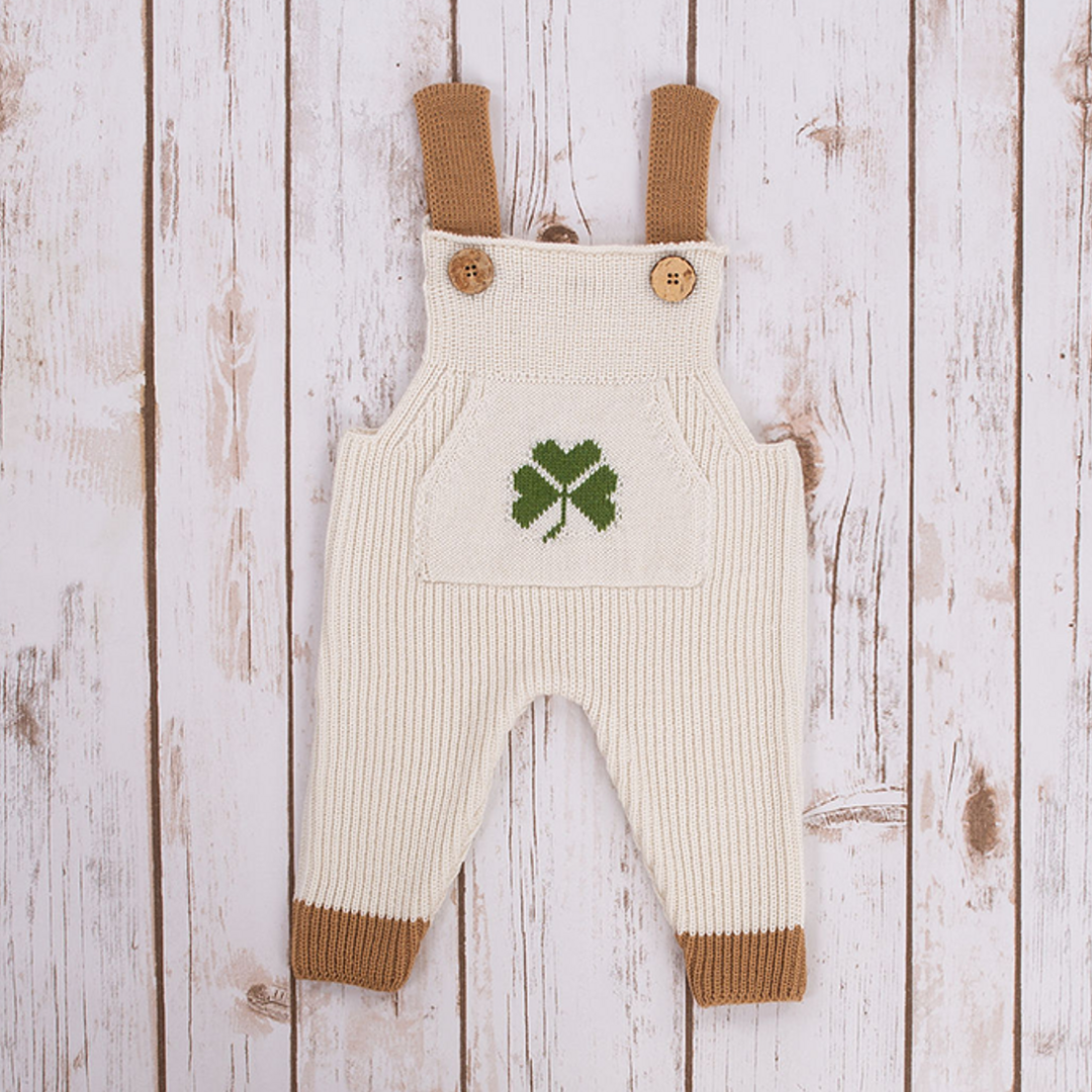 SAOL Irish Knit Overalls w/ Shamrock