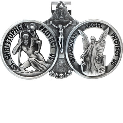 Cathedral Art Double Visor Clip St. Christopher/ Angel