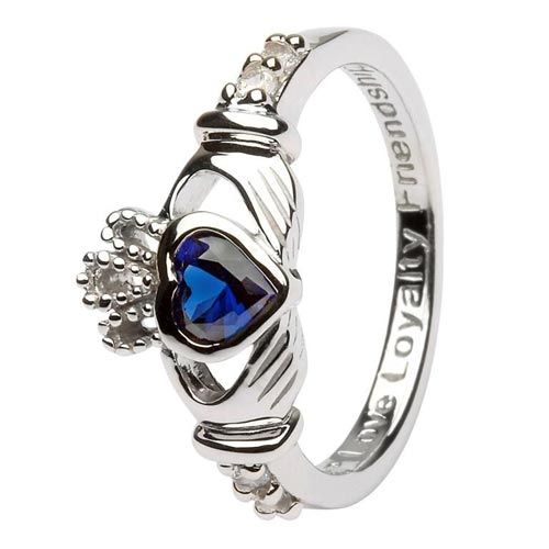 Shanore S/S September Birthstone Claddagh Ring
