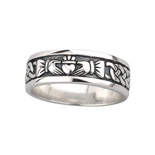 Solvar Oxidized Silver Claddagh Band - Wide
