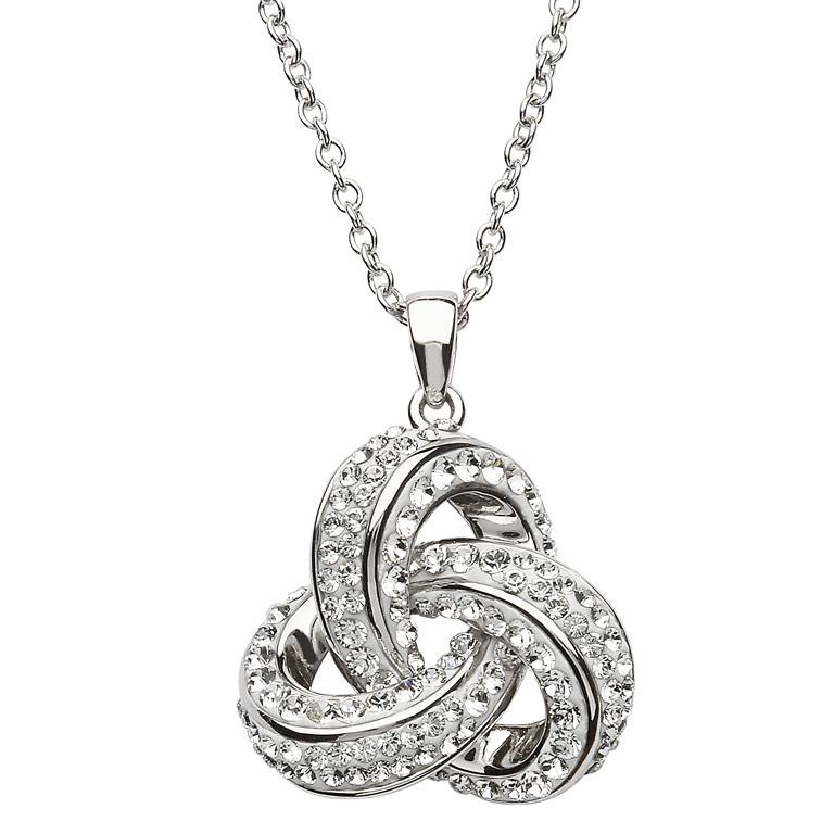 Shanore Sterling Silver Rounded Trinity Necklace With SW Crystals
