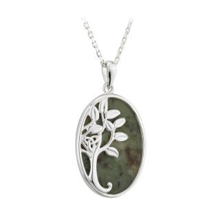 Solvar Sterling Silver Connemara Marble Tree of Life Necklace