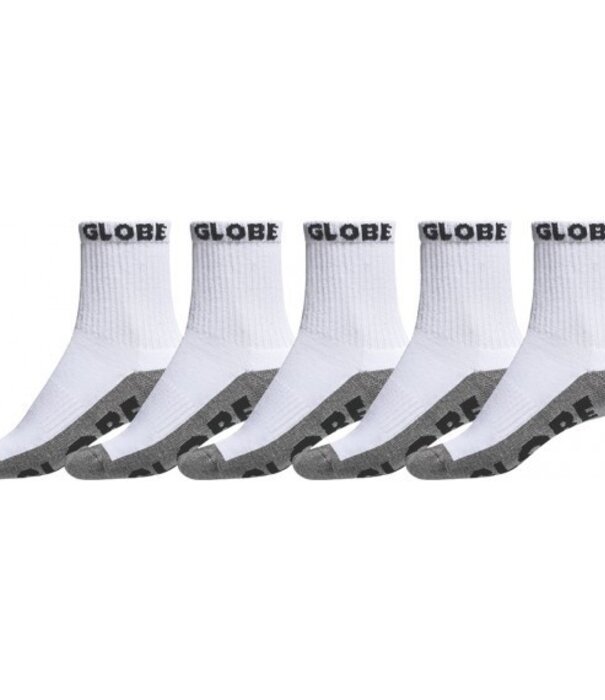 GLOBE 5 Pack Quarter Socks White/Grey 12-15
