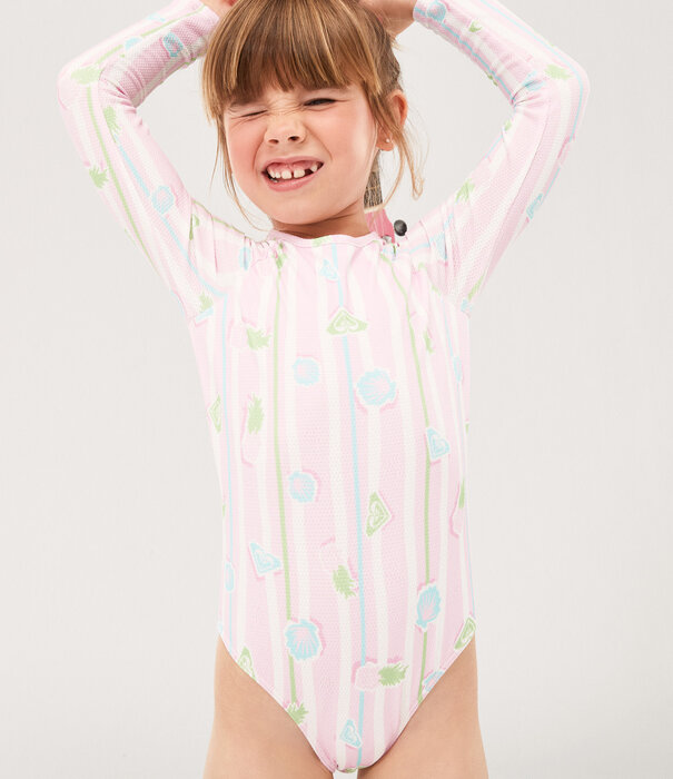 ROXY Grom  Girls Pineapple Line Long Sleeve One-Piece Rash Vest