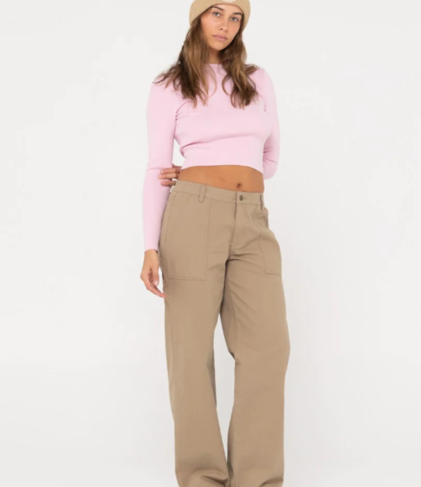 RUSTY Amelia Cropped Long Sleeve Knit Top