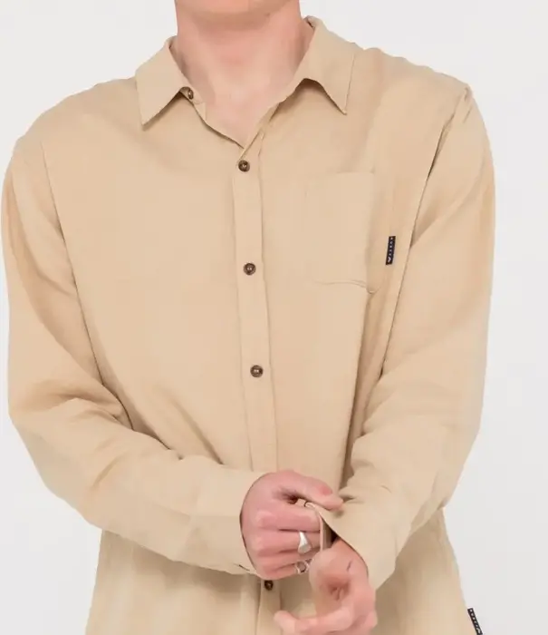 RUSTY Overtone Long Sleeve Linen Shirt