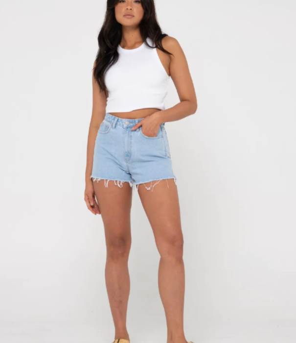 RUSTY Penny Kick Flare Denim Short