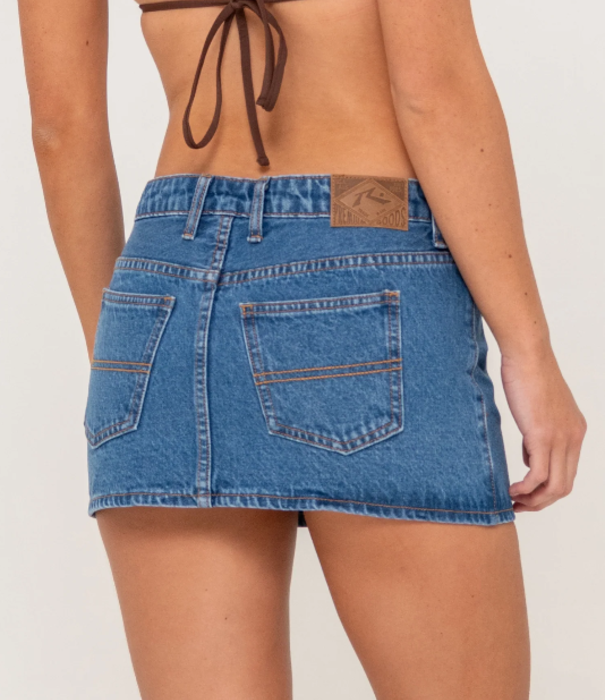 RUSTY Mavericks Low Rise Mini Denim Skirt