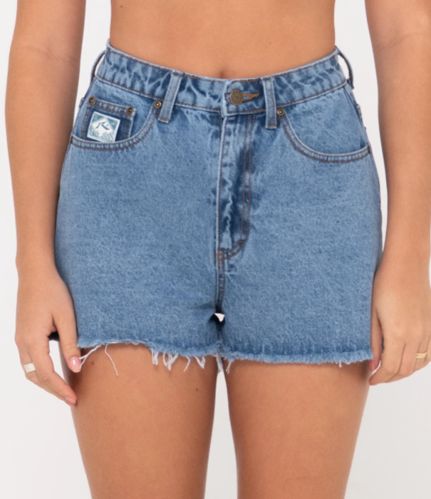 RUSTY Penny Kick Flare Denim Short