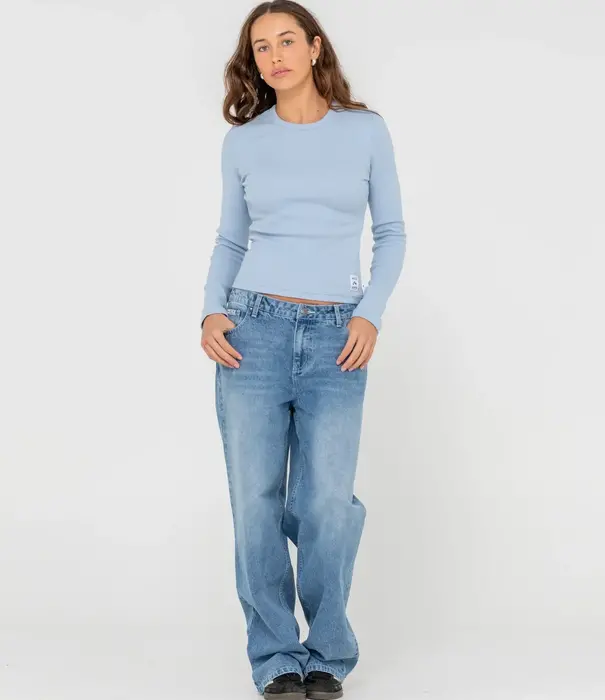 RUSTY Essentials Ribbed Long Sleeve Tee