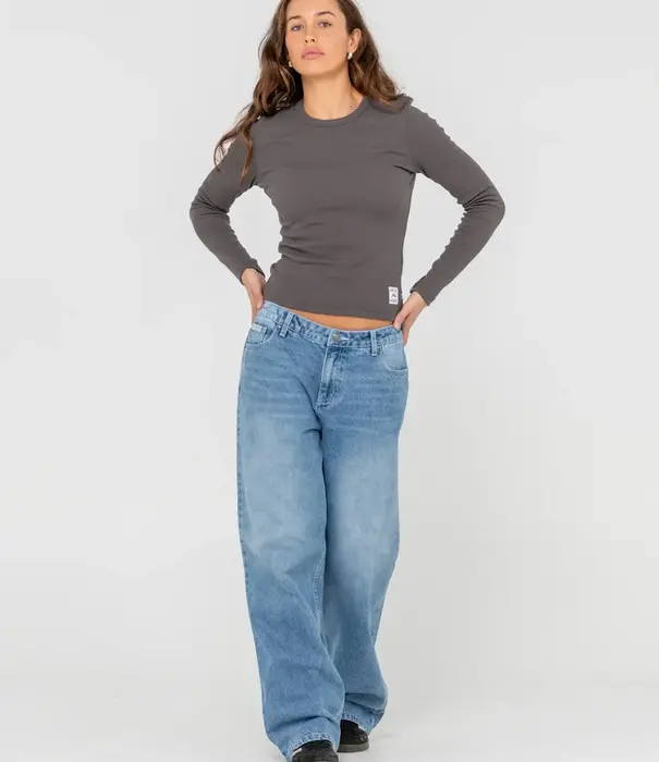RUSTY Essentials Ribbed Long Sleeve Tee