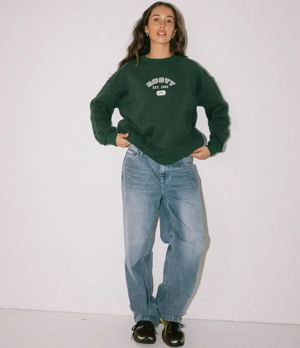 RUSTY College Dropout Oversized Crew Fleece