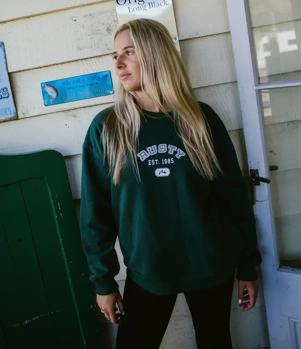 RUSTY College Dropout Oversized Crew Fleece