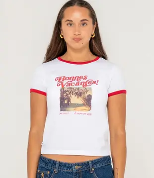 Bonnes Vacances Ringer Baby Tee