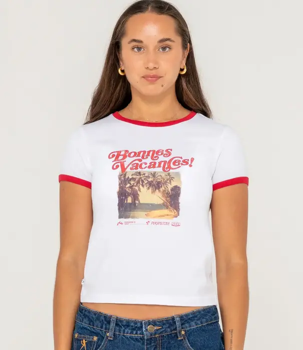 RUSTY Bonnes Vacances Ringer Baby Tee