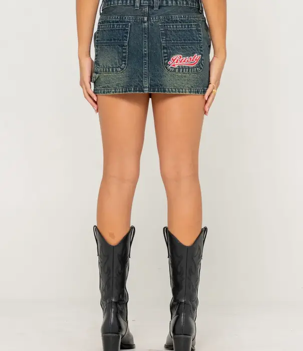RUSTY Billie Low Rise Denim Mini Skirt