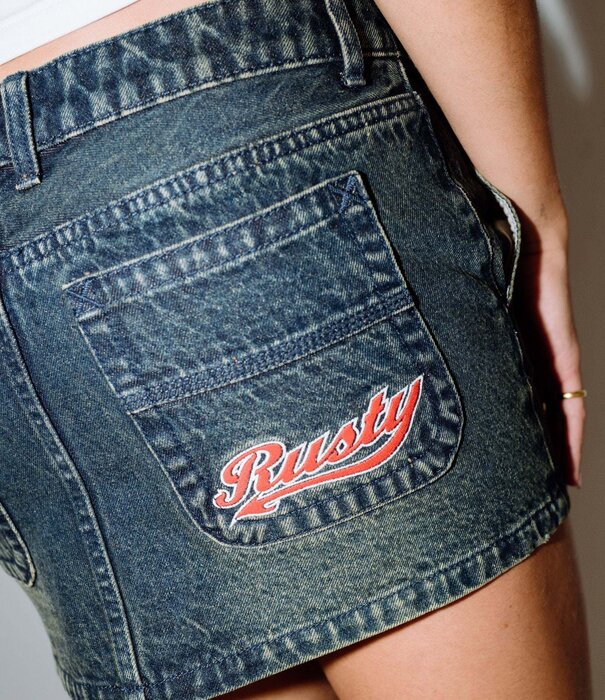 RUSTY Billie Low Rise Denim Mini Skirt