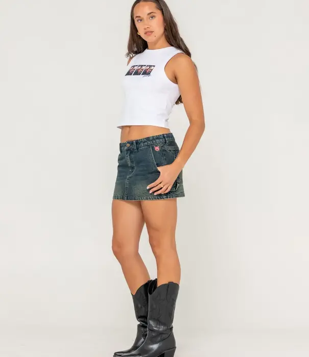 RUSTY Billie Low Rise Denim Mini Skirt
