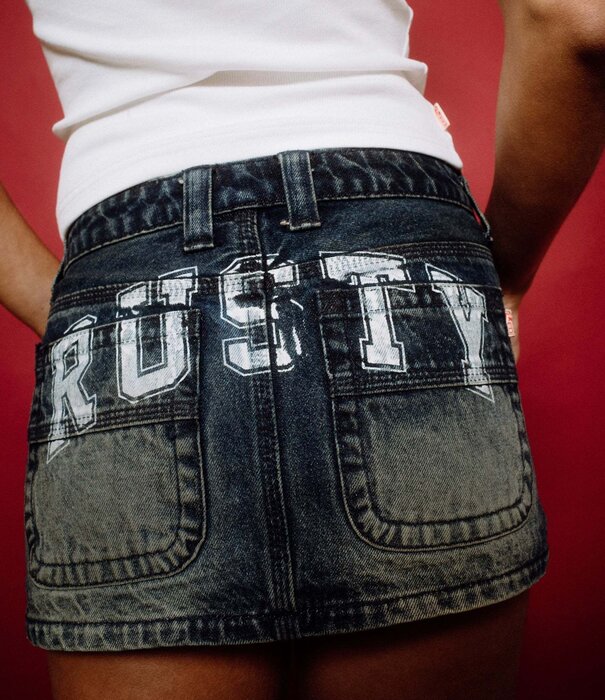 RUSTY Norty Low Rise Denim Micro Mini Skirt