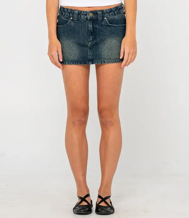 RUSTY Norty Low Rise Denim Micro Mini Skirt