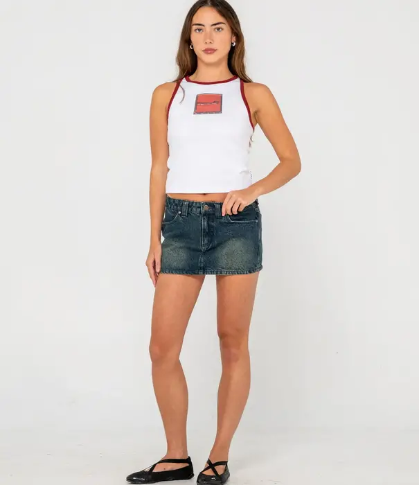 RUSTY Norty Low Rise Denim Micro Mini Skirt