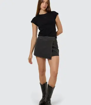 Night Shift Wrap Mini Skirt