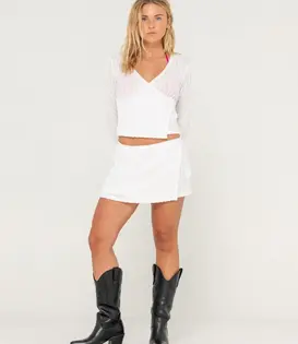I Kissed A Pearl Wrap Mini Skirt