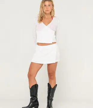 I Kissed A Pearl Wrap Mini Skirt