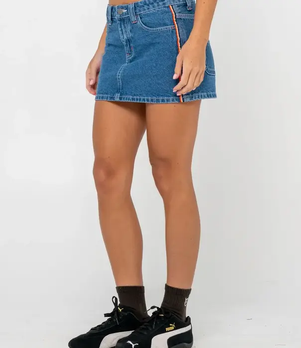 RUSTY Flip Mommy Low Rise Mini Denim Skirt