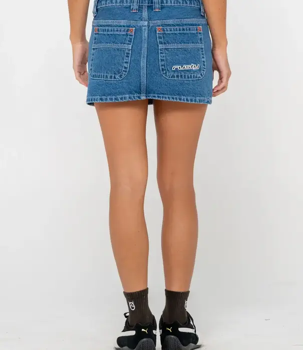 RUSTY Flip Mommy Low Rise Mini Denim Skirt