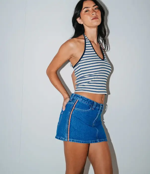 RUSTY Flip Mommy Low Rise Mini Denim Skirt