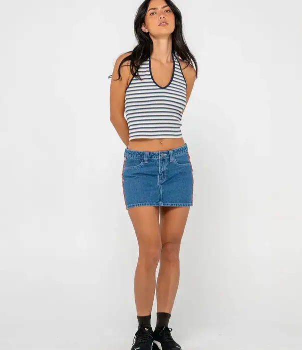 RUSTY Flip Mommy Low Rise Mini Denim Skirt