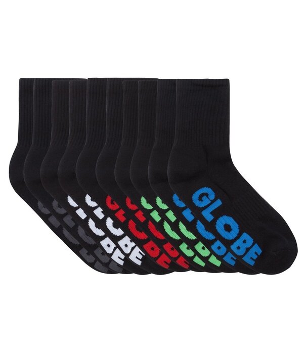 GLOBE Kids 5 Pack Stealth Crew Sock Black 2-8