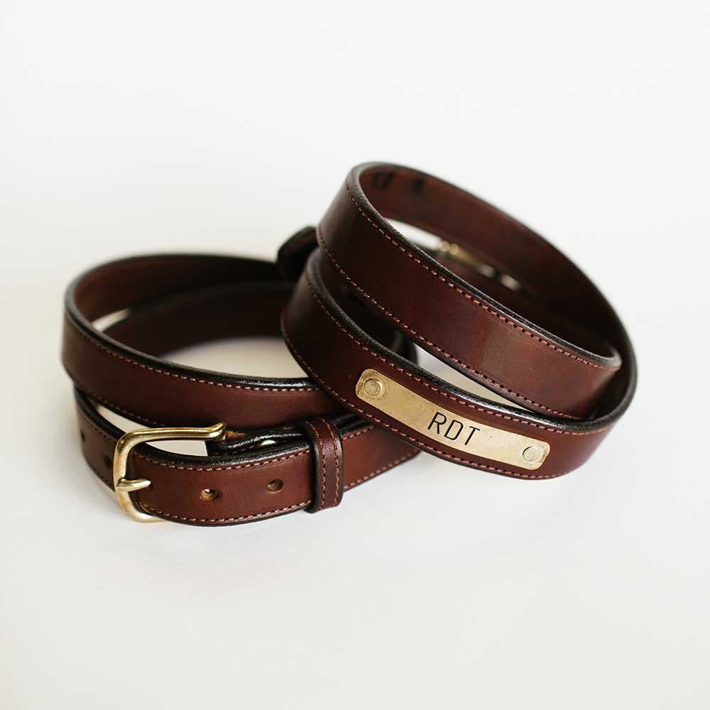 Traditional Brown Nameplate Belt Aspen Bleu