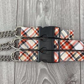 The Grey Dog - Martingale Collar Red and White Plaid