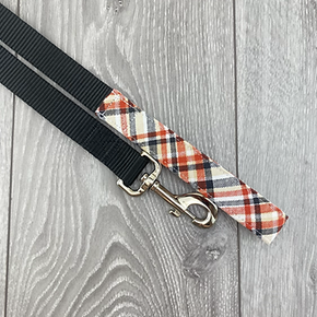 The Grey Dog - 6' Leash Red and  White Plaid