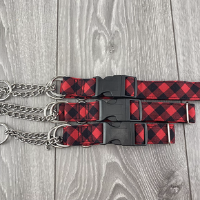 The Grey Dog - Martingale Collar Red Buffalo Plaid