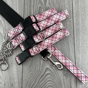 The Grey Dog - 6' Leash Pink Plaid