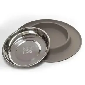 Messy Cats - Silicone Single Feeder -  Warm Grey