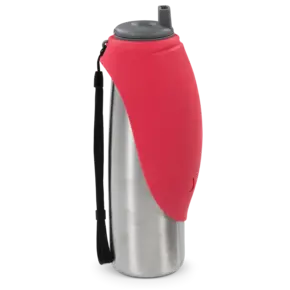 Messy Mutt - Stainless Water Bottle w/Bowl RED